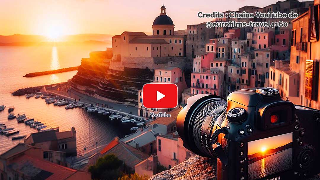 Voyage à Bonifacio : Cliché panoramique d'un magnifique coucher de soleil sur la vieille ville (Couverture vidéo YouTube).